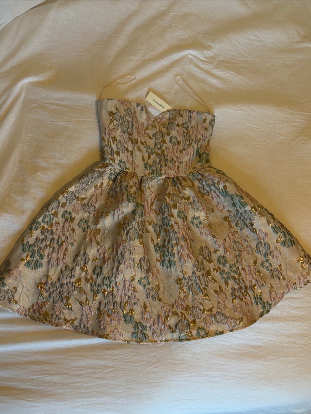 Francesca's Collections Blush Pink Floral Jacquard Girls Dress